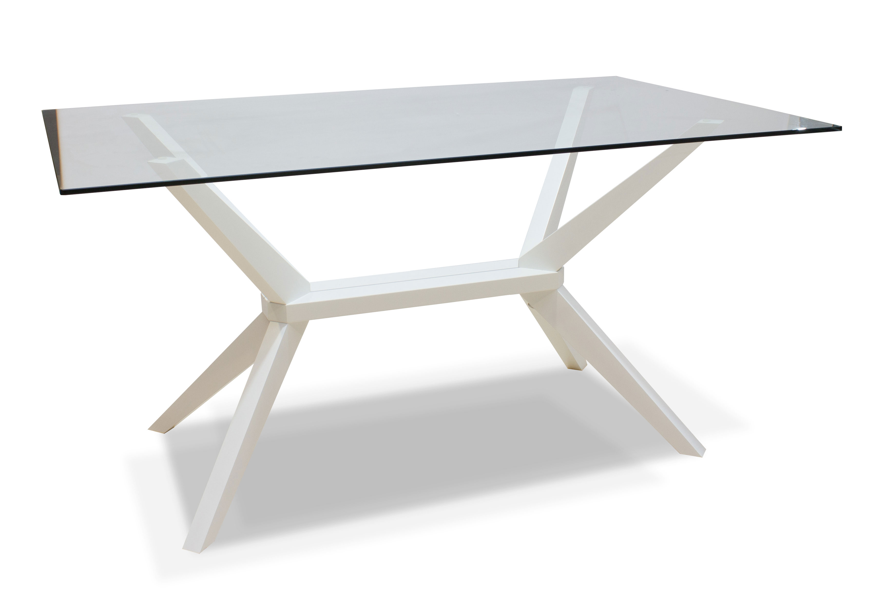 Mesa Comedor En Blanco Con Tapa De Cristal | Rapimueble