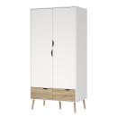 armario nordico blanco roble dos puertas 2 cajones