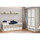 armario juvenil cama compacta roble