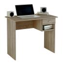 mesa de escritorio color roble estantes caj&oacute;n