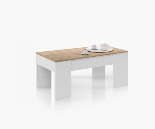 mesas de centro elevable en blanco ártico roble canadian