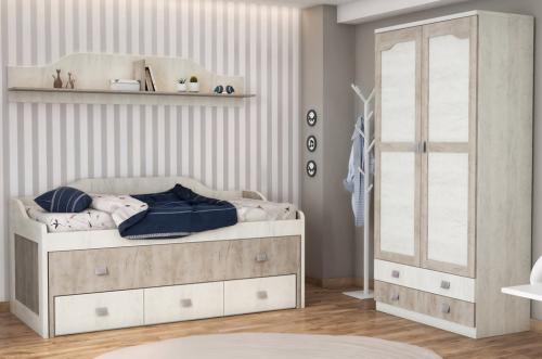 armario juvenil cama compacta roble