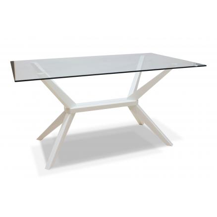 Mesa Comedor En Blanco Con Tapa De Cristal | Rapimueble